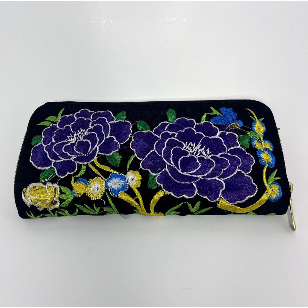Floral Embroidered Zip-Around Wallet for Women MEXICAN